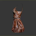 Fashionable Pink Women's Dress With Spaghetti Straps Belt And Shiny Ruffled Skirt