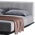 Modern Double Bed With Upholstered Headboard Gray Pillows And Brown Throw Blanket