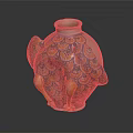 Ceramic Decorative Vase With Peacock Feather Pattern And Yellow Footed Base