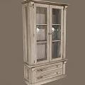 Classic Wooden Wardrobe With Glass Doors And Bottom Drawers Storage Design
