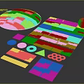 Various Geometric Shaped Green Plant Covers Displayed on Dark Background