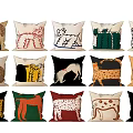 Colorful Decorative Throw Pillows With Various Animal Patterns And Designs 3d model