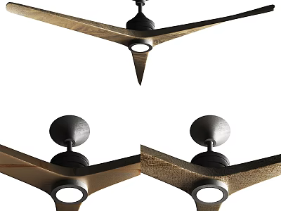Modern Ceiling Air Cooling Fan With Wooden Blades And Black Base Design 3d model