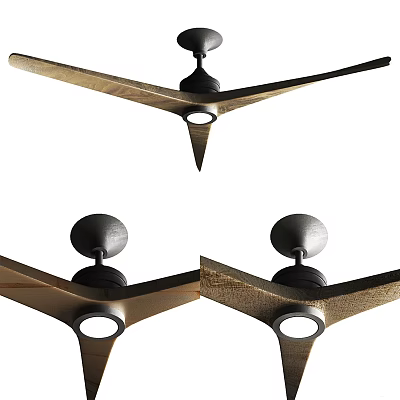 Modern Ceiling Air Cooling Fan With Wooden Blades And Black Base Design 3d model