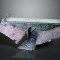Stone Arch Bridge Model with Detailed Stone Masonry Miniature Railings and Path Underneath