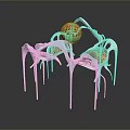 Artistic Sculpture Design With White Curved Structures And Green Gold Hollow Sphere