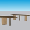Nordic Style Solid Wood Dining Table Silly Style Original Wood Conference Table Italian Style Minimalist Desk Simple Oval Long Table 3d model