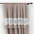Elegant Brown Curtains With White Lace Trim For Home Interior Decoration