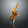 Golden Mythical Creature With Elaborate Structure And Wing Like Appendages 3D Rendering Design 3d model
