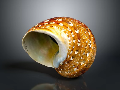 Natural Organ and Hair Like Features on Brown Spiral Snail Shell 3d model