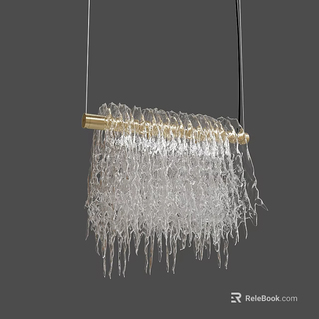 Modern Elegant Crystal Chandelier With Transparent Crystal Tassels And Gold Metal Frame 3d model 