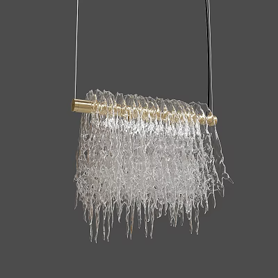 Modern Elegant Crystal Chandelier With Transparent Crystal Tassels And Gold Metal Frame 3d model