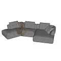 Modern Gray Sectional Sofa with Soft Cushions and Cozy Throw Blanket
