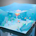 Underwater Paper Art Model With Colorful Fish Coral Seaweed And 3D Design Elements