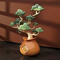 Orange Fu Vase Green Pine Decor Photo Check In Spot With Brown Wall Shadow