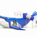 Blue Whale Shaped Kids Outdoor Playground Equipment With Slide And Stairs