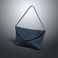 Navy Blue Woven Handbag With Minimalist Design Textured Pattern And Shoulder Strap
