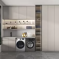 Modern Bathroom Cabinet Rack With Washing Machine Dryer Storage Shelves And Toiletries