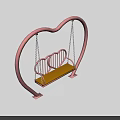 Pink Heart Shaped Playground Swing With Double Heart Seats And Yellow Seat Design
