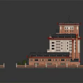 Traditional Chinese Building With Red Roof White Wall Symmetrical Design And Courtyard Garden