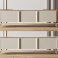 Modern Two Tone TV Stand With Beige Brown Panels Storage Compartments And Metal Legs