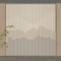 New Chinese background wall landscape grid background wall landscape wall cloud partition 3d model