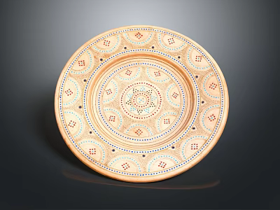 Ceramic Decorative Plate With Intricate Circular Patterns And Colorful Geometric Motifs 3d model