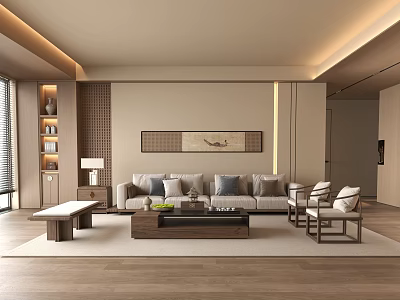 New Chinese Style Living Room Home Living Room Zen Style Living Room 3d model