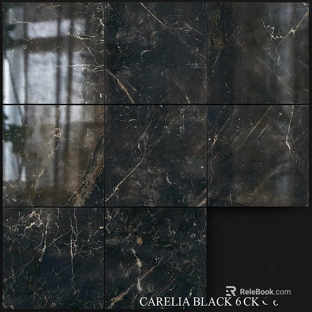 Black Marble Tiles Component With Veined Texture For Wall And Floor Design 3d model