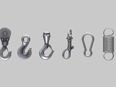 Durable Industrial Hardware Metal Hooks Rings Quick Links D Rings And Springs 3d model