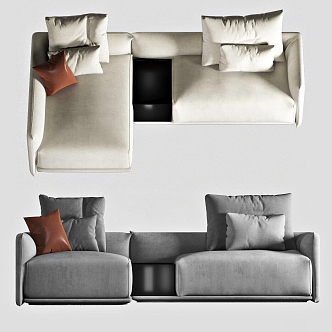 Modern multi-person sofa fabric corner multi-person sofa 3d model