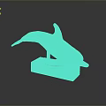 Artistic Pink Dolphin Sculpture Leaping On Red Wooden Base
