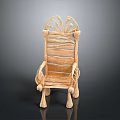 Handcrafted Wooden Armchair With Intricate Backrest Curved Armrests And Tapered Legs