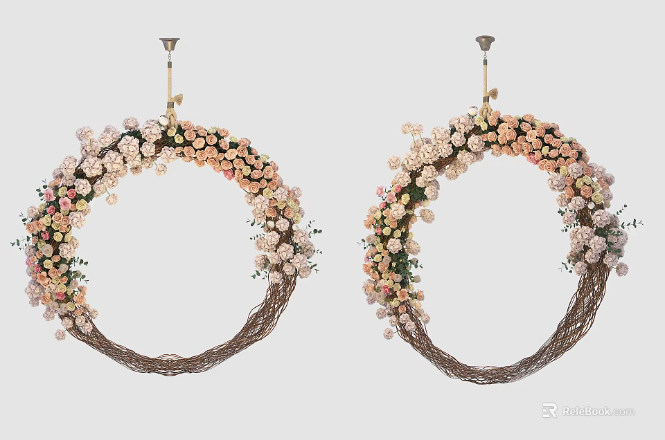 Decorative Playground Equipment Featuring Circular Flower Wreaths With Vines And Flowers 3d model 