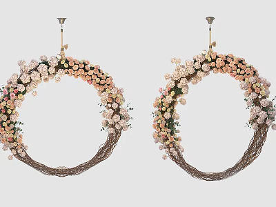 Decorative Playground Equipment Featuring Circular Flower Wreaths With Vines And Flowers 3d model