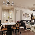 Cozy Retro French Style Open Plan Living And Dining Room With Exquisite Home Interior Design