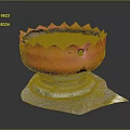 Charming Red Garden Decor Container With Petal Shaped Edge And Gray Base