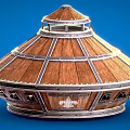 Dome Shaped Wooden Siege Tower With Metal Frame And Small Windows