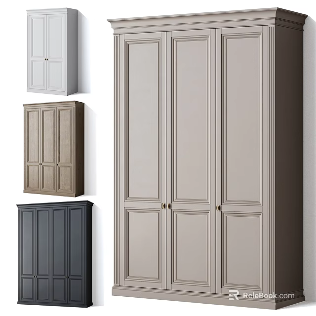 Sleek Modern Wardrobes In White Brown Dark Gray And Beige With Panel Door Design 3d model 