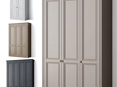 Sleek Modern Wardrobes In White Brown Dark Gray And Beige With Panel Door Design 3d model