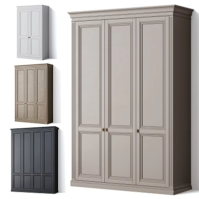Sleek Modern Wardrobes In White Brown Dark Gray And Beige With Panel Door Design 3d model