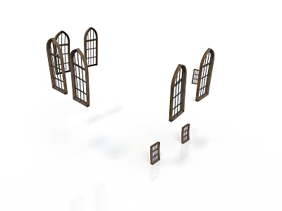 Arched Household Windows In Various Sizes For Home Decoration And Classic Design 3d model