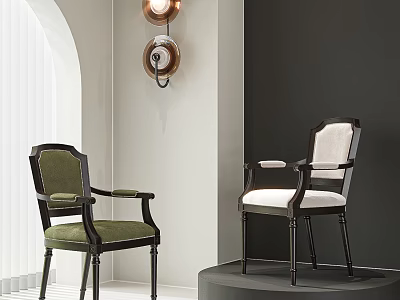 Green And White Upholstered Lounge Chairs With Dark Wood Frame In Modern Interior Design 3d model