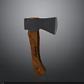 Schrade Axe Weapon with Wooden Handle and Sharp Metal Blade Design 3d model