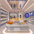 Bright Modern Pastry Shop Interior With Various Desserts And Display Cabinets