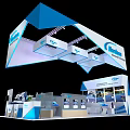 Nordson Advanced Technology Modern Exhibition Booth With Blue White Design And Equipment