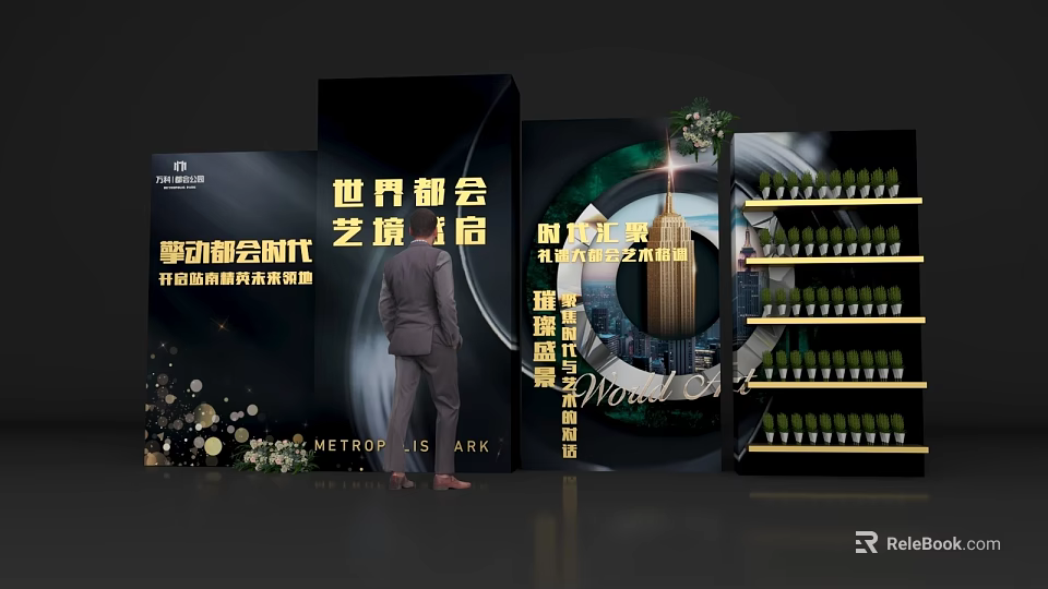 Artistic Commercial Photo Spot With Skyscraper Backdrop And Wine Bottle 3d model 