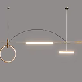 Modern Pendant Lights With Geometric Linear Curved Circular Metal Frame Designs 3d model