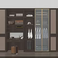 Modern Wooden Wardrobe With Glass Doors Multiple Compartments Hanging Space And Storage Shelves