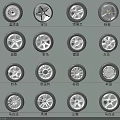 Car Tires and Rims Collection Featuring Various Brands Such As BMW Honda Audi Mercedes